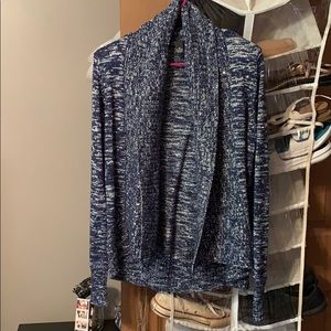 navy blue and silver cardigan